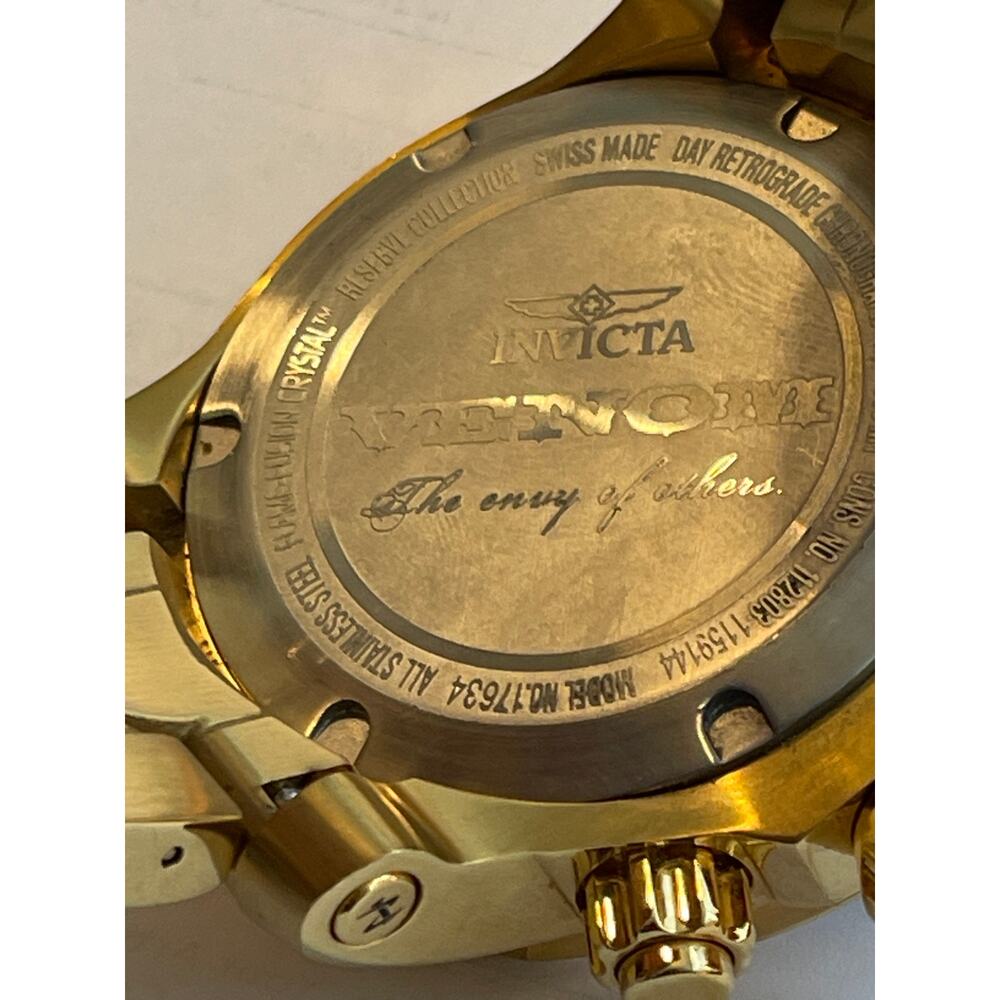 Invicta Venom Chronograph Black Dial Gold-plated Men's Watch 17634 - Picture 10 of 10